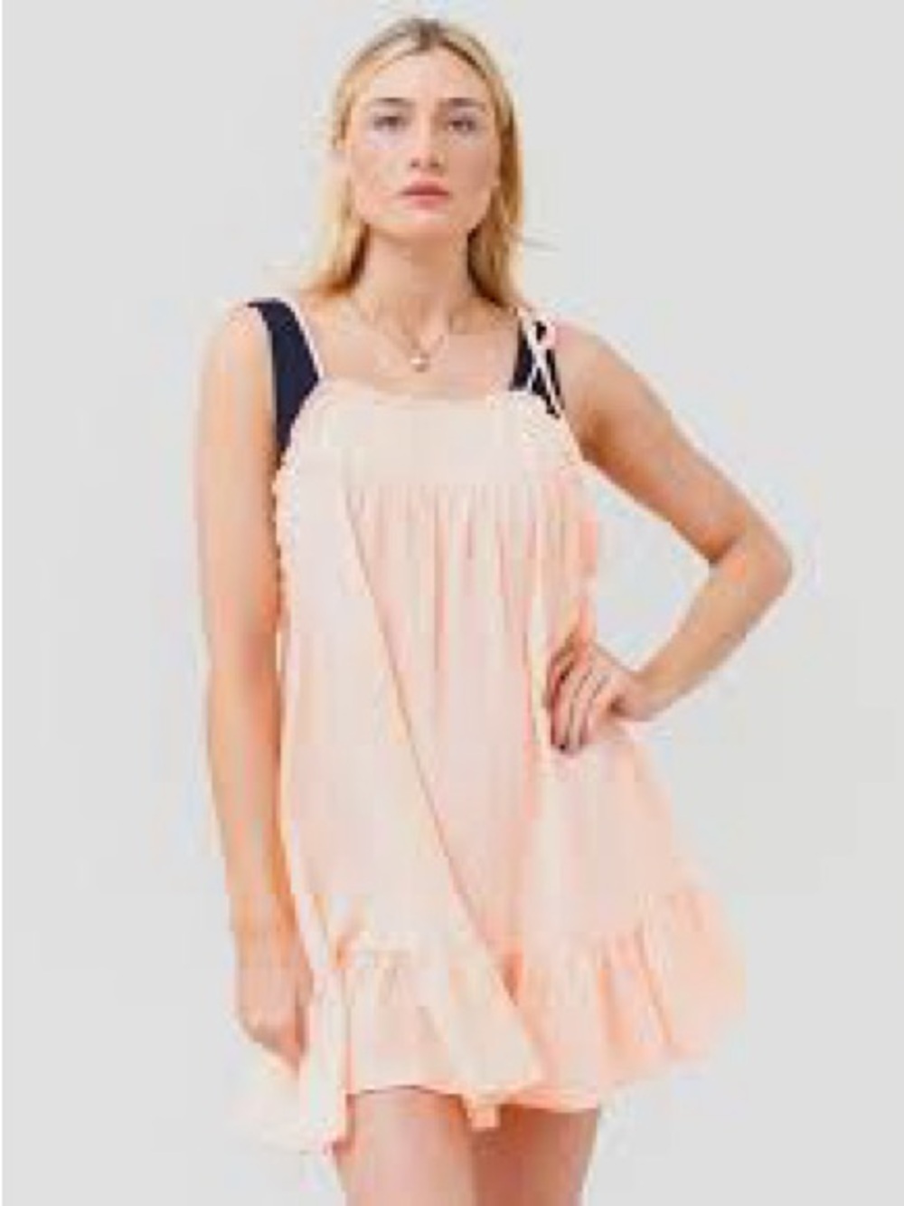 Honorine Mimi Cotton Gauze Tie Strap Swim Cover Up Dress Peach Sorbet Size Large